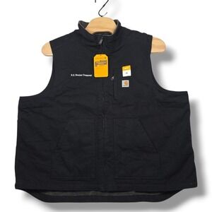 Carhartt Sherpa Lined Vest Mens 3XL Black Washed Duck 104277 Loose Fit NWT Work